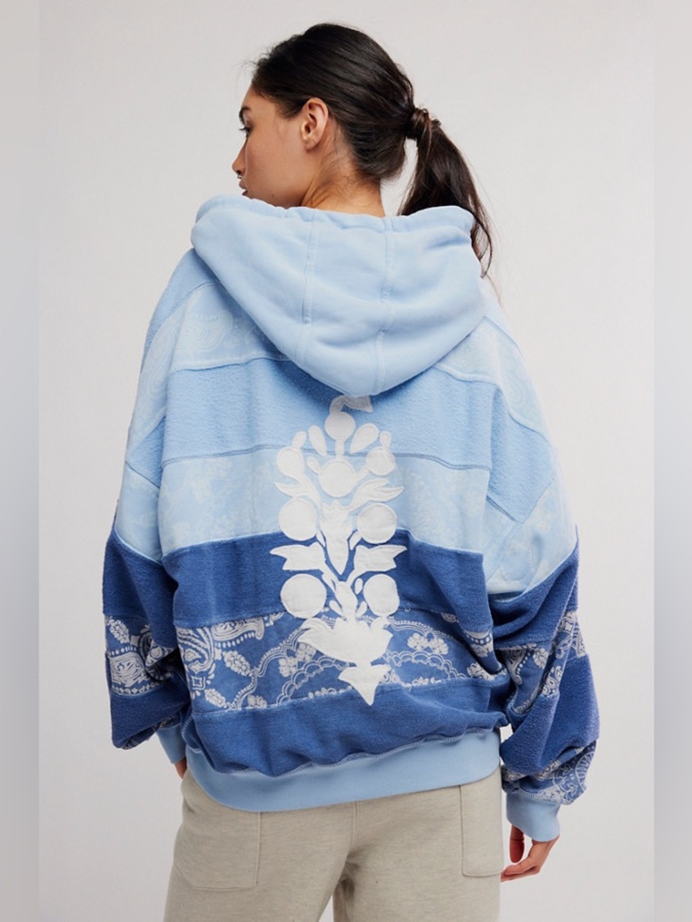 FP MOVEMENT Oversized Final Call Hoodie Bandana Blue NWT